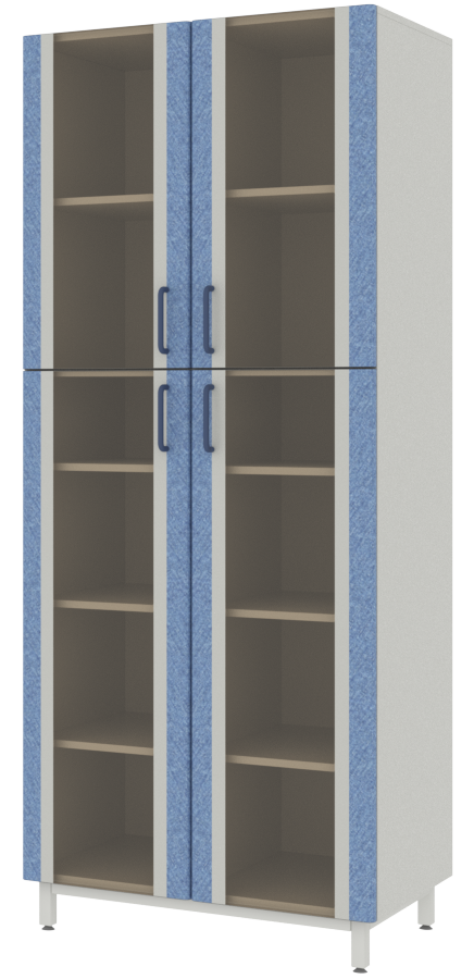 Шкаф для лабораторной посуды со стеклянными дверями в рамах из софтформинга Серый-Джинс ЛАБ-PRO ШП 80.50.193