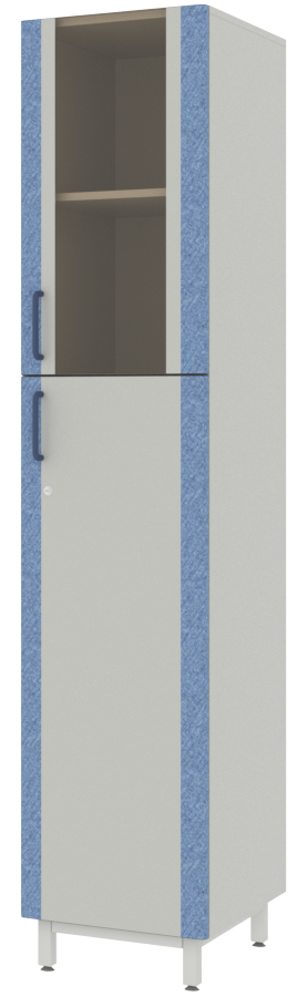 Шкаф для документов с верхней стеклянной дверью в раме из софтформинга Серый-Джинс ЛАБ-PRO ШД 40.50.193