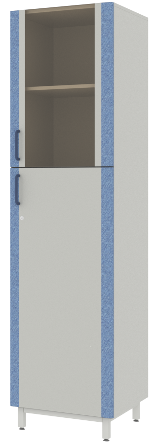 Шкаф для документов с верхней стеклянной дверью в раме из софтформинга Серый-Джинс ЛАБ-PRO ШД 50.50.193